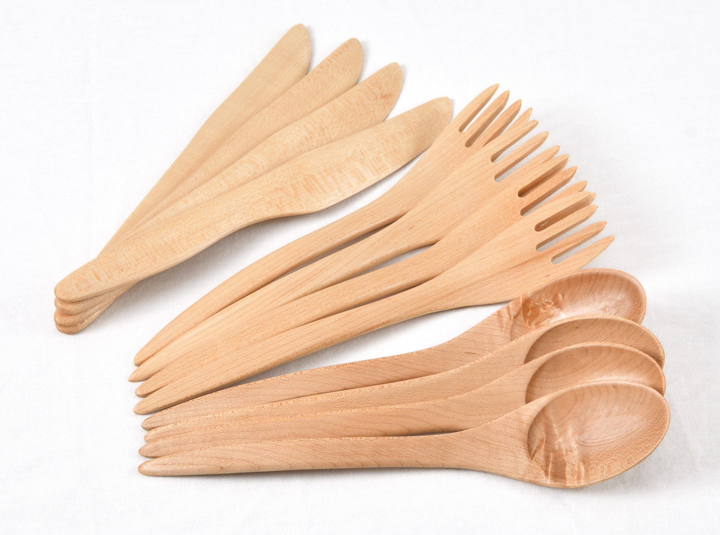 4 SETS of Maple Wood Cutlery
