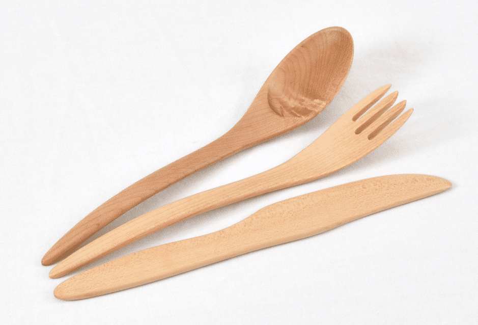 Wooden spoon, fork, and knife
