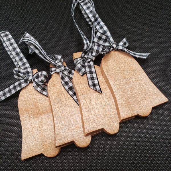 Ring in a green holiday with the Maple Wood Christmas Bell Ornaments