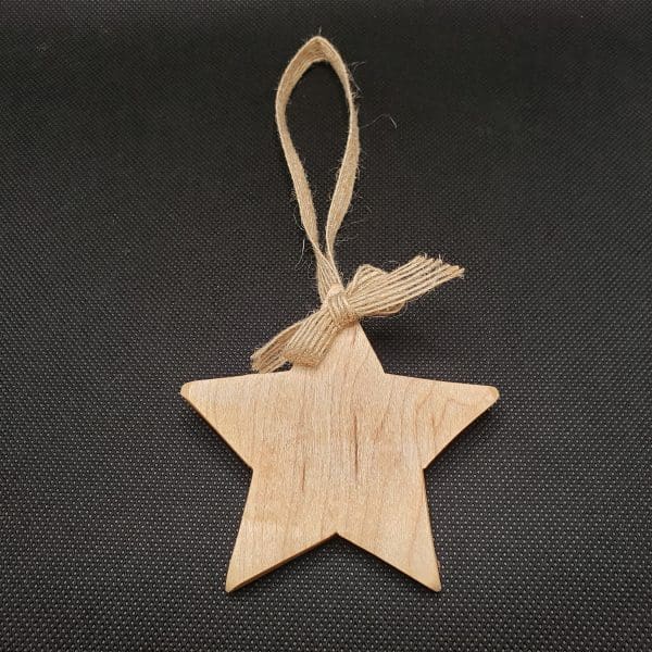 Handmade Maple Wood Star Christmas Ornament, rustic charm