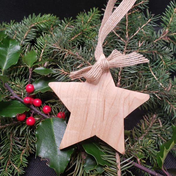 Maple Wood Star Christmas Ornament