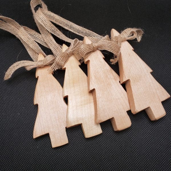 Set of 4 Maple Wood Christmas Tree Ornaments from JUstenbois